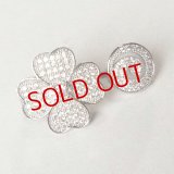 ラインストーンクローバー型ショートナー　ロジウムカラー